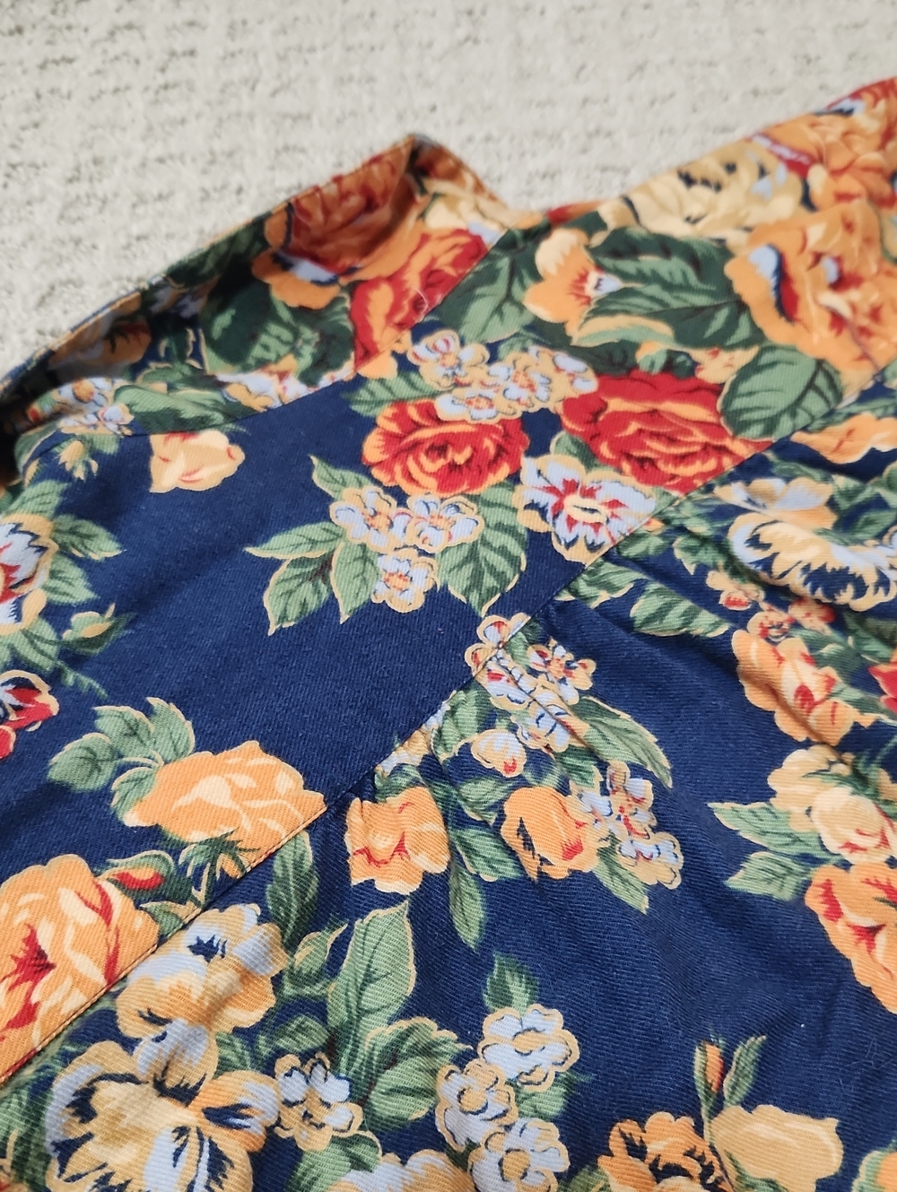 Ralph Lauren Floral Print Button-Up Shirt Navy with Yellow & Red Flowers Size 8 - Picture 14 of 16